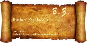 Bodor Zoltán névjegykártya