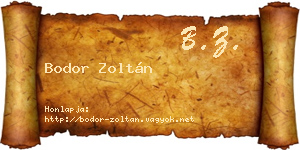 Bodor Zoltán névjegykártya